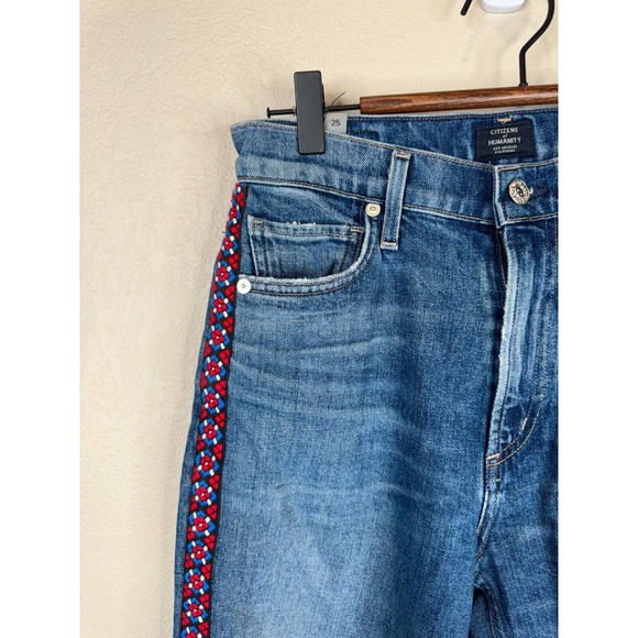 Citizens Of Humanity Womens Demy Crop Flare Jeans Sz 25 Tangier Side Embroidered - Picture 2 of 16